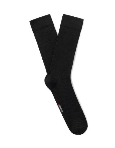 Chaussettes hautes en coton stretch piqué - noir