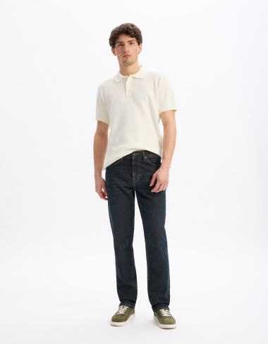 Jean straight surteint coton stretch - bleu marron