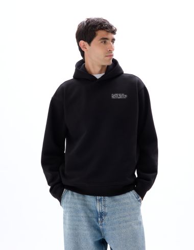 Sweat oversize Capuche imprimé Asie - noir