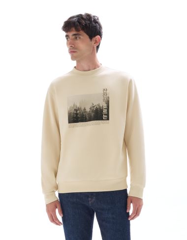 Sweat regular col rond imprimé Asie - blanc