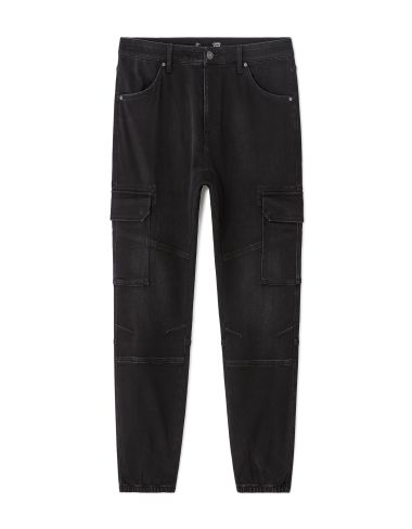 Jean cargo slim coton stretch - noir
