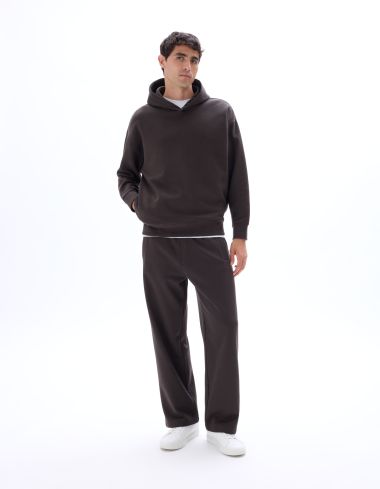 Sweat oversize à capuche uni - marron foncé