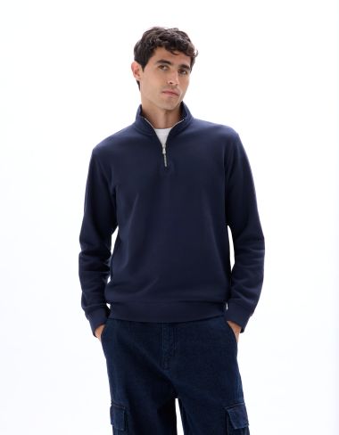 Sweat regular col camionneur uni - marine
