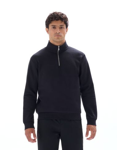 Sweat regular col camionneur uni - noir