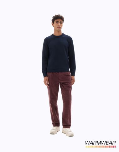Pantalon chino straight en velour - bordeaux