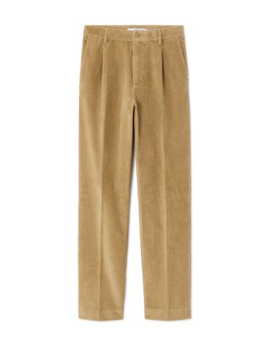 Pantalon chino straight en velour - caramel