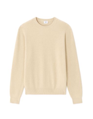Pull col rond côtelé - beige