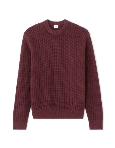 Pull col rond 100% coton avec jeu de points - rouge