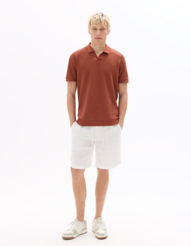 Polo regular en maille gaufrée - rouge