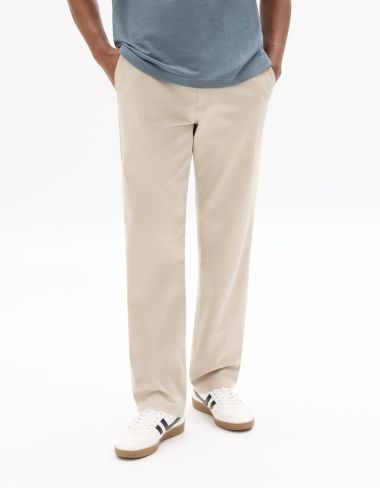 Pantalon chino straight en coton stretch longueur standard - beige
