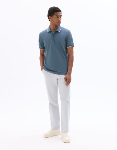 Pantalon chino straight en coton stretch longueur standard - bleu clair