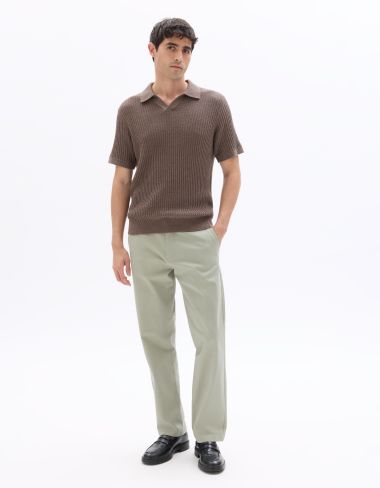 Pantalon chino straight en coton stretch longueur standard - kaki clair