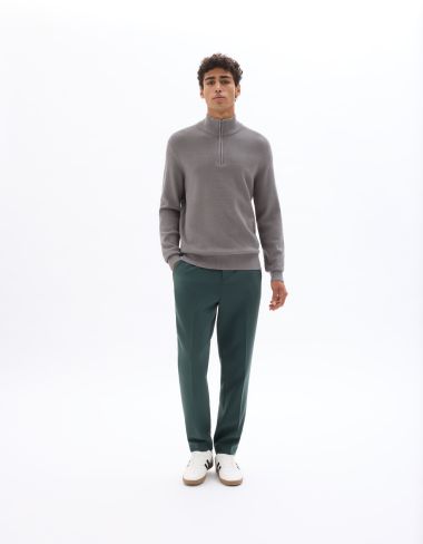 Pull col camionneur regular en micro gaufré - gris