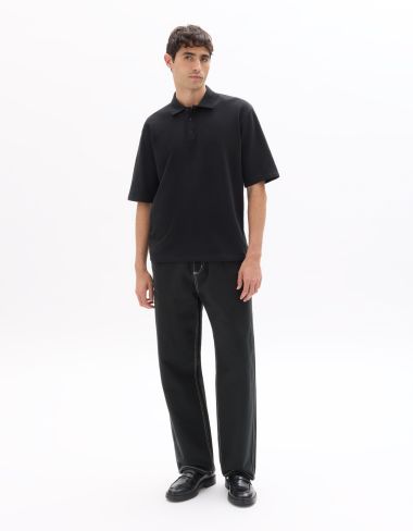 Polo oversize 100% coton french terry - noir