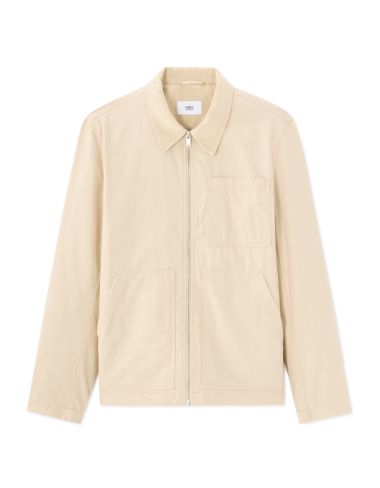 Blouson 100% coton col contrasté - beige