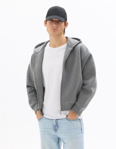 Sweat zippé crop oversize  - gris
