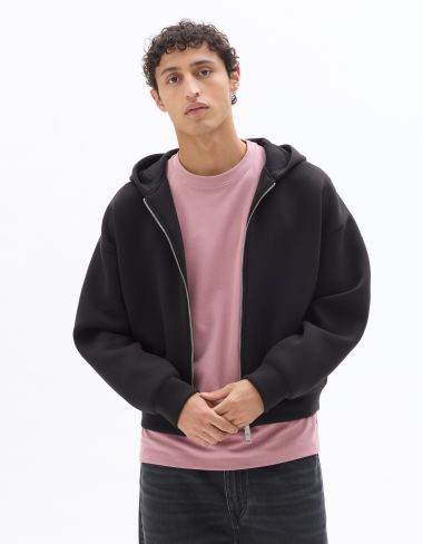 Sweat zippé crop oversize  - noir