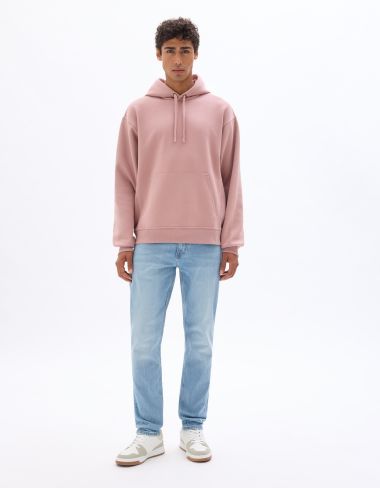 Sweat oversize à capuche zippé - rose