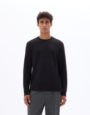 T-shirt boxy reliéfé manches longues - noir