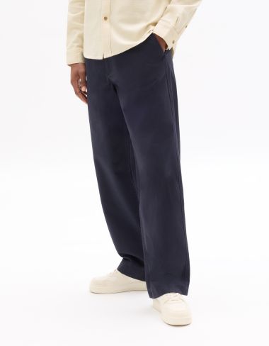 Pantalon chino loose 100% coton - marine