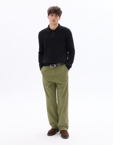 Pantalon chino loose 100% coton - kaki