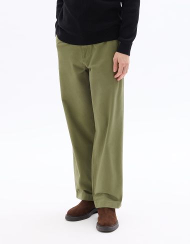 Pantalon chino loose 100% coton - kaki