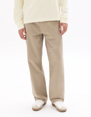 Pantalon chino loose 100% coton - beige