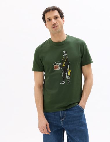 Banksy - T-shirt homme vert