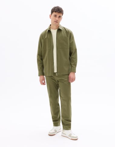 Surchemise overshirt zippée unie - vert