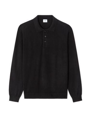 Pull regular col polo - noir