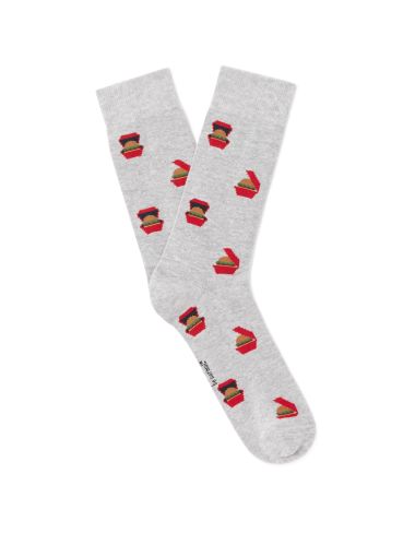 Chaussettes à motifs burger - gris clair