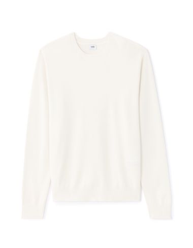 Pull col rond uni en maille fine - blanc