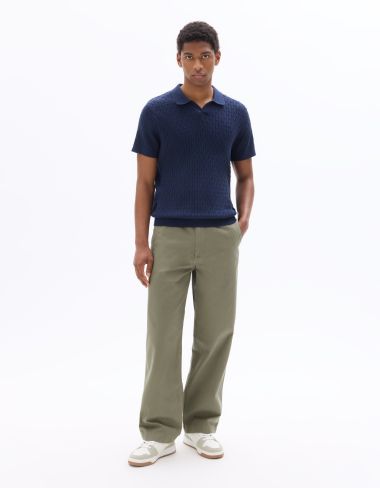 Polo regular en maille reliéfé - marine