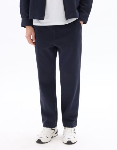 Pantalon straight en twill de coton stretch - marine