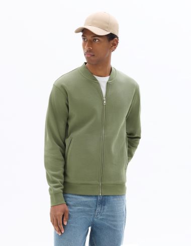 Sweat zippé col bomber regular - vert