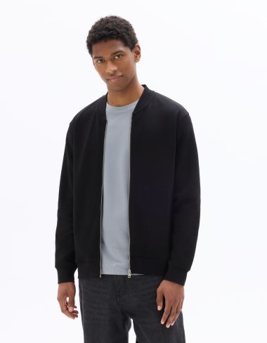 Sweat zippé col bomber regular - noir