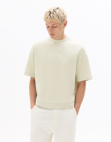 Sweat oversize en interlock manches courtes - vert