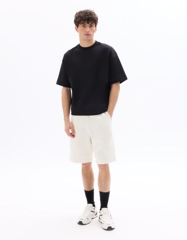 Sweat oversize en interlock manches courtes - noir