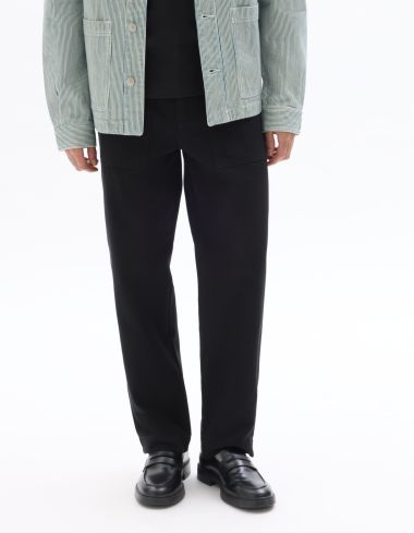 Pantalon straight 100% coton poche plaqué - noir