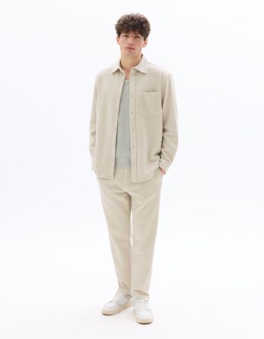 Pantalon 24H slim effet gauffré - beige