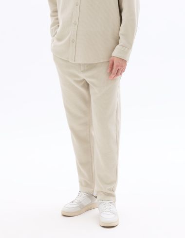 Pantalon 24H slim effet gauffré - beige