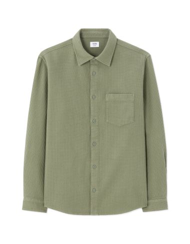 Chemise regular effet gaufré - kaki
