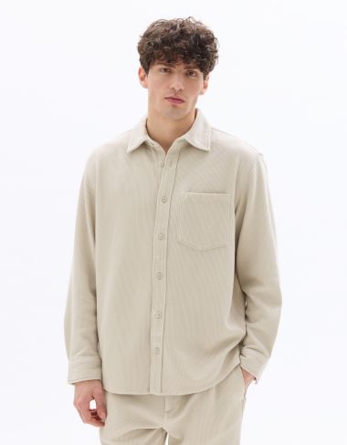 Surchemise en maille gaufré - beige