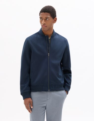 Blouson bomber en faux daim - marine