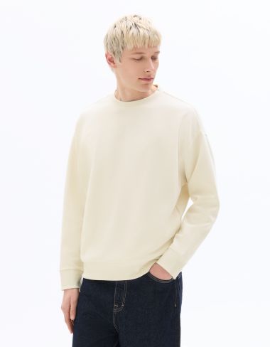 Sweat loose col rond interlock - écru