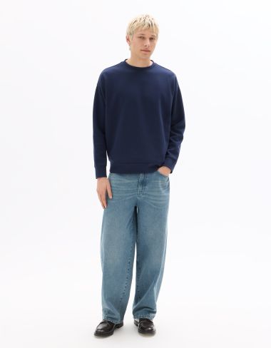 Sweat loose col rond interlock - marine