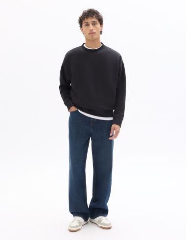 Sweat loose col rond interlock - noir