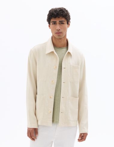 Veste multipoches en lin et coton - écru