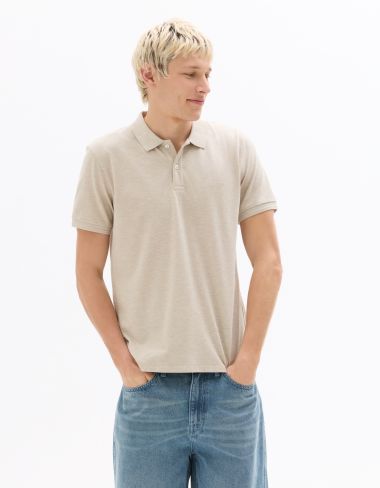 Polo regular coton piqué texturé - beige