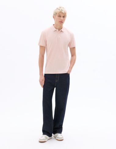 Polo regular coton piqué texturé - rose